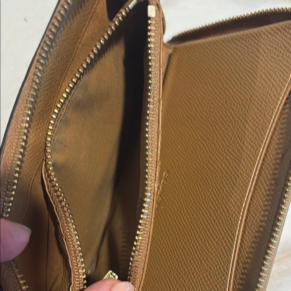 Coach Tan Leather Zip Wallet - Picture 6 of 7